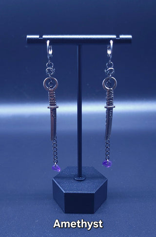 Handmade Chainmaile Katana Dewdrop Earrings