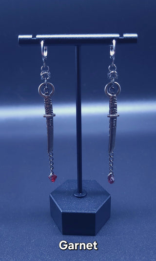Handmade Chainmaile Katana Dewdrop Earrings