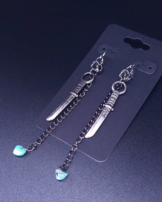 Handmade Chainmaile Katana Dewdrop Earrings