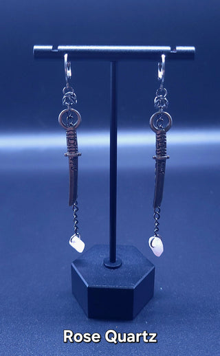 Handmade Chainmaile Katana Dewdrop Earrings